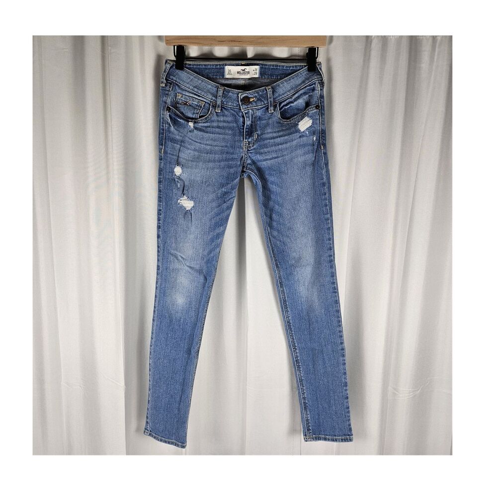 Hollister Women's Medium Wash Distressed Skinny Stretch Jeans 3S